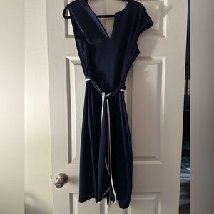 New York & Company Navy Maxi Dress with White Tie